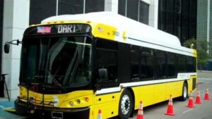 Yellow CNG transit bus